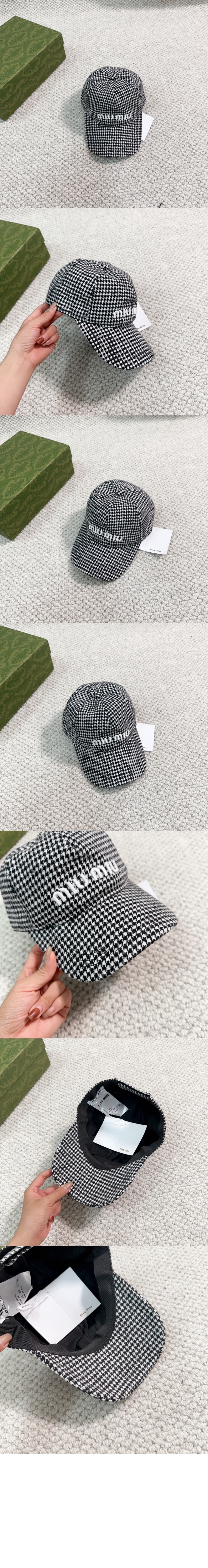 체크 울 베이스볼 캡 5HC179 > 미우미우