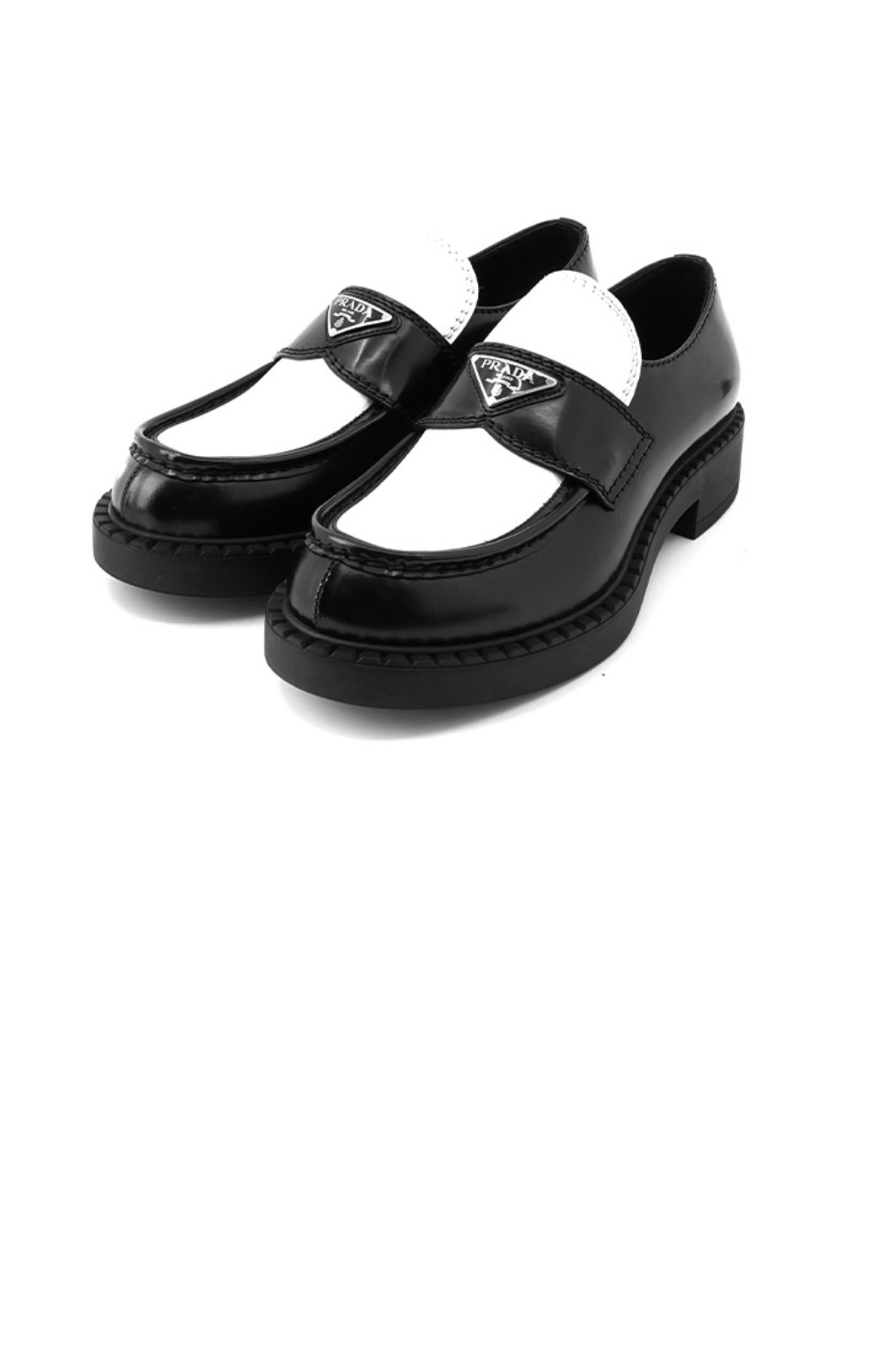 삼각로고 바이컬러 레더 로퍼 2DE127 > Loafers - 로퍼