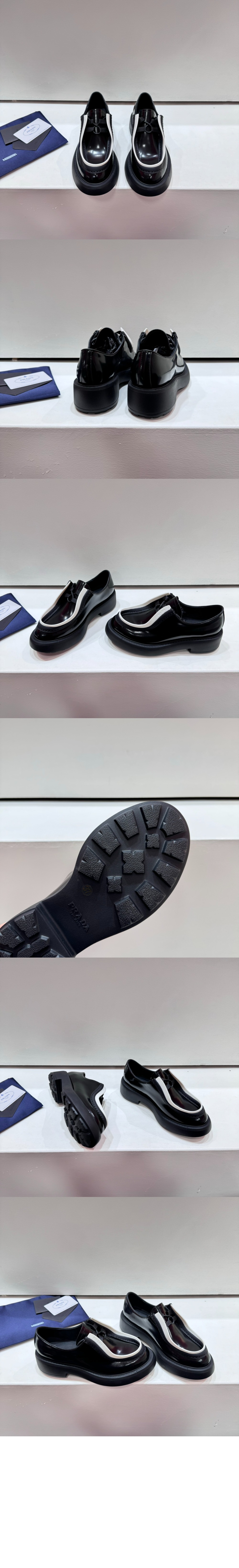 브러시드 레더 레이스업 슈즈 1E280N > Loafers - 로퍼