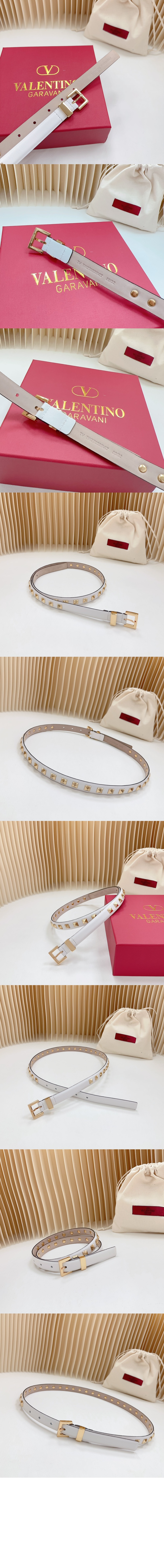 락스터드 유광 가죽 벨트 > 발렌티노