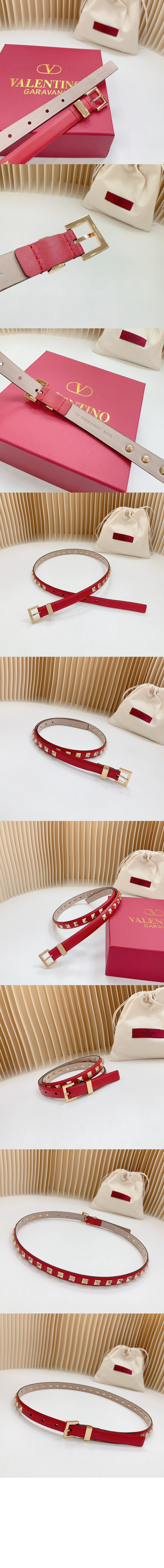 락스터드 유광 가죽 벨트 > 발렌티노