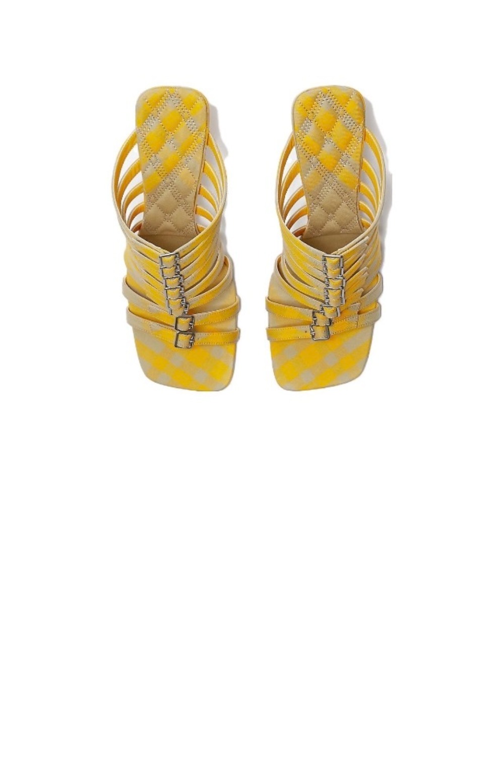 체크 코튼 스텝 샌들 80774701 > High Heels - 하이힐