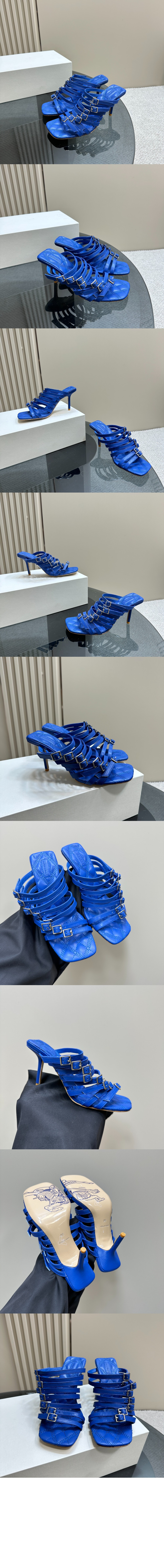 체크 코튼 스텝 샌들 80774701 > High Heels - 하이힐