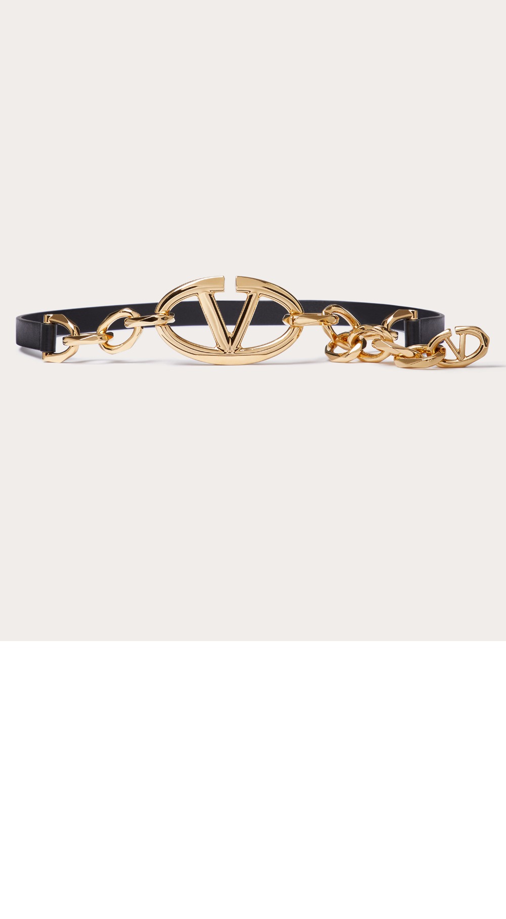 브이로그문 광택 소가죽 체인벨트 > 발렌티노