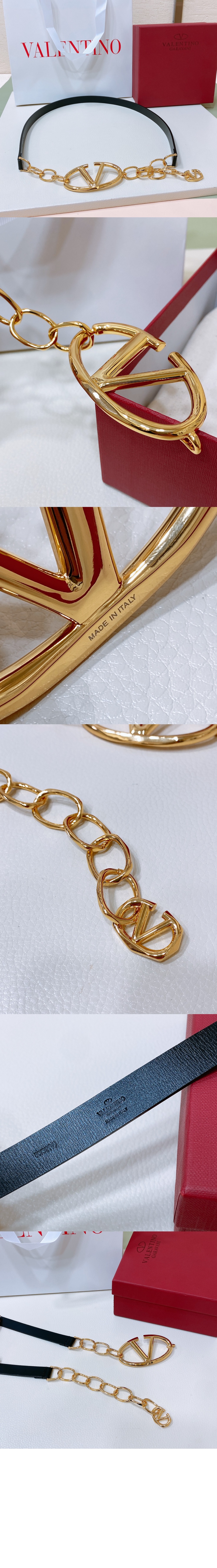 브이로그문 광택 소가죽 체인벨트 > 발렌티노