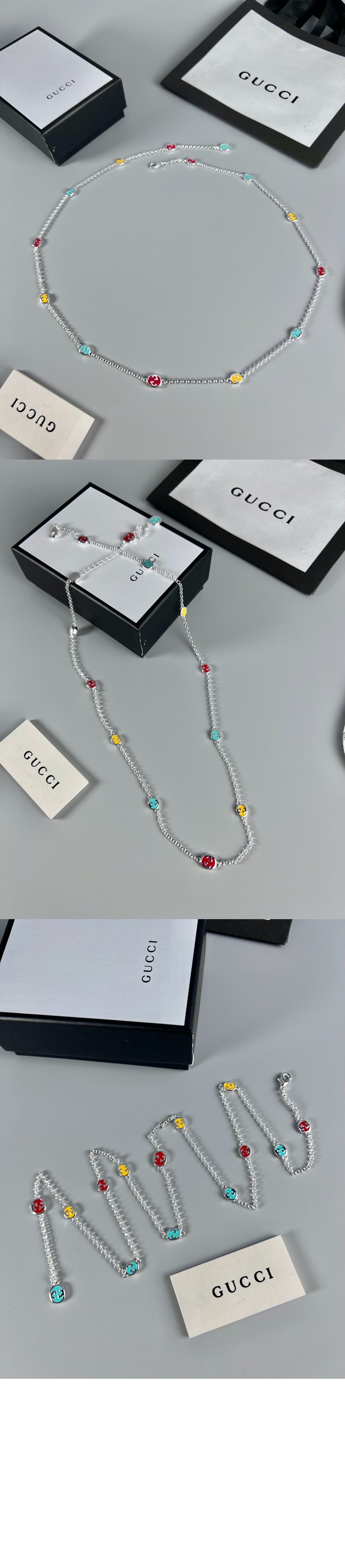 멀티컬러 에나멜 인터로킹 G 목걸이  ‎728953 > Etc - 기타제품