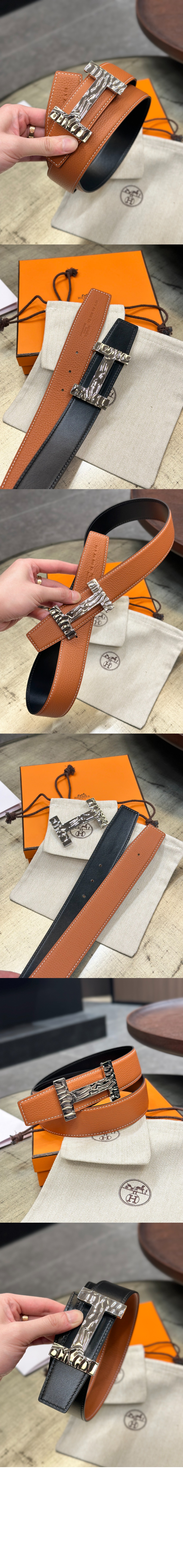 Quizz H2O 벨트 버클 리버서블 가죽 스트랩 > 에르메스