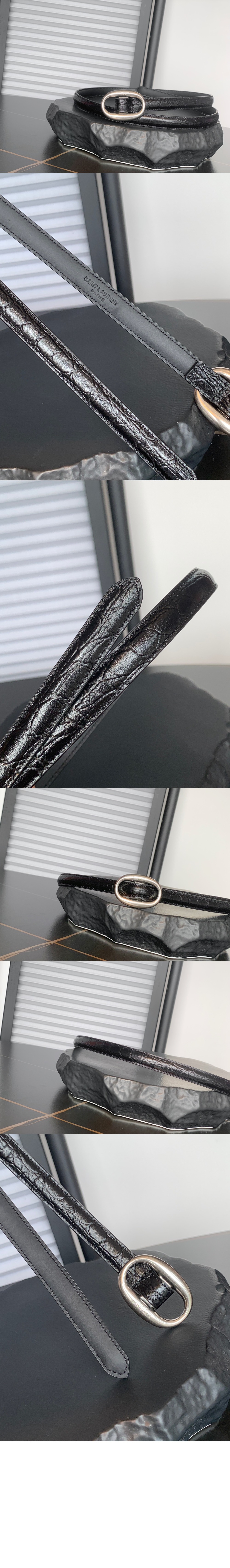 크로커다일 오벌 버클 슬림 벨트 756959 > 생로랑