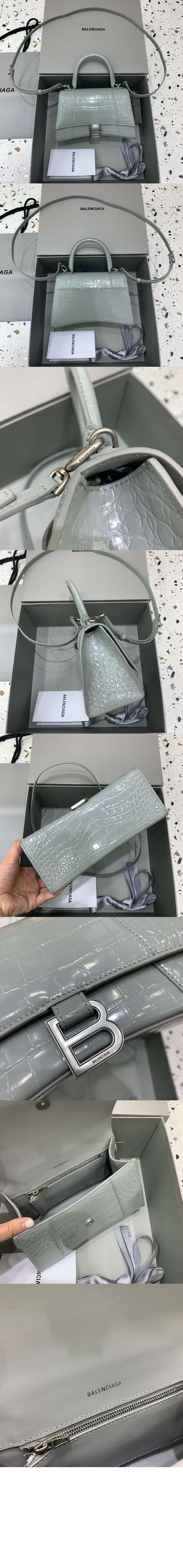 아워글래스 XS 크로커다일 엠보싱 핸드백 화이트 593546 > Hourglass - 아워글래스