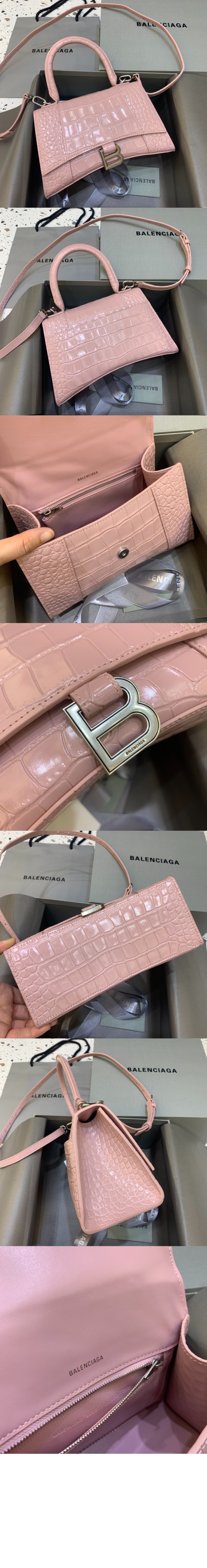 아워글래스 XS 크로커다일 엠보싱 핸드백 화이트 593546 > Hourglass - 아워글래스