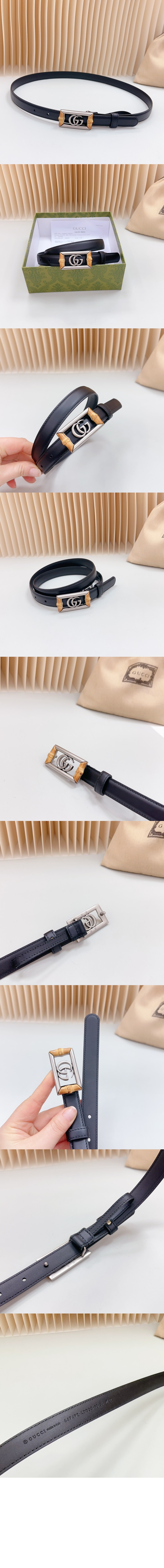 더블 G 밤부 레더 벨트 768464 > 구찌