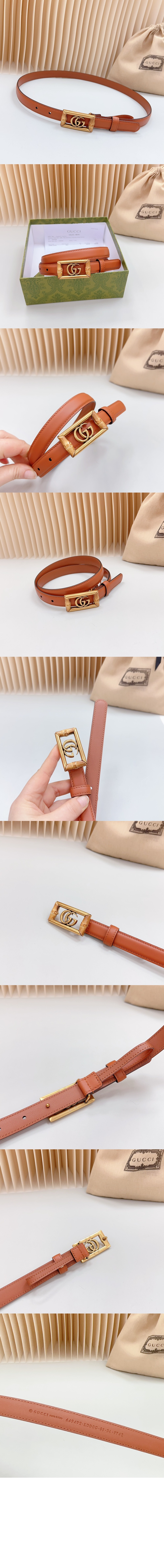 더블 G 밤부 레더 벨트 768464 > 구찌