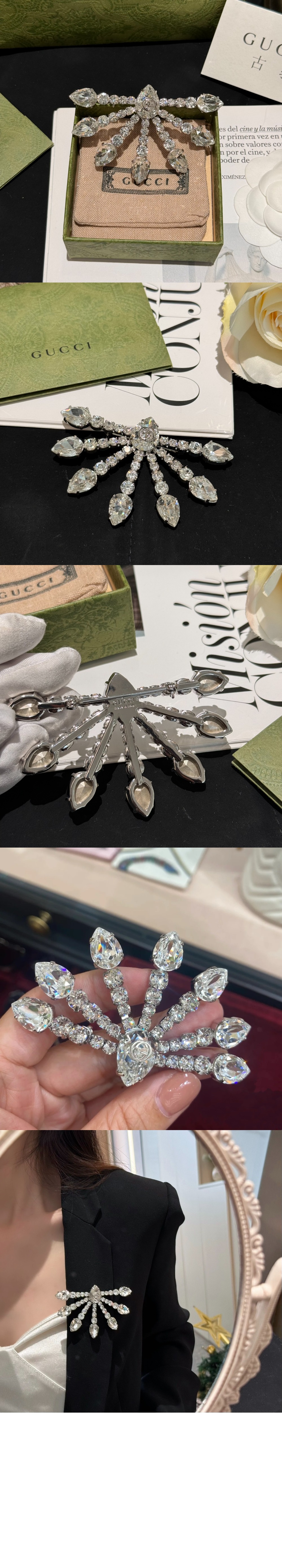 더블 G 크리스탈 장식 브로치 770020 > Etc - 기타제품