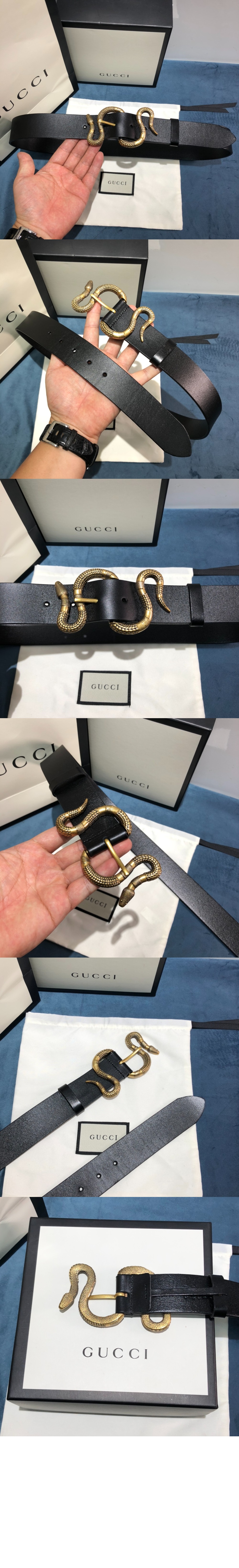 스네이크 버클 가죽 벨트 458935 > 구찌