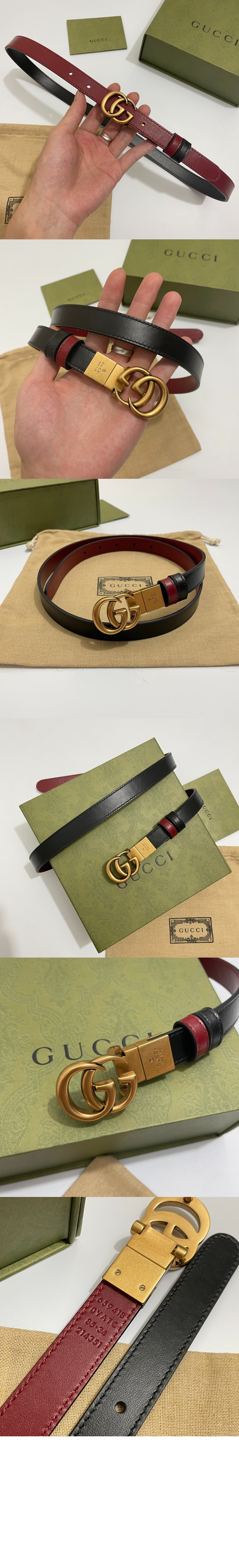 GG 마몽 리버서블 씬 벨트 659418 > 구찌