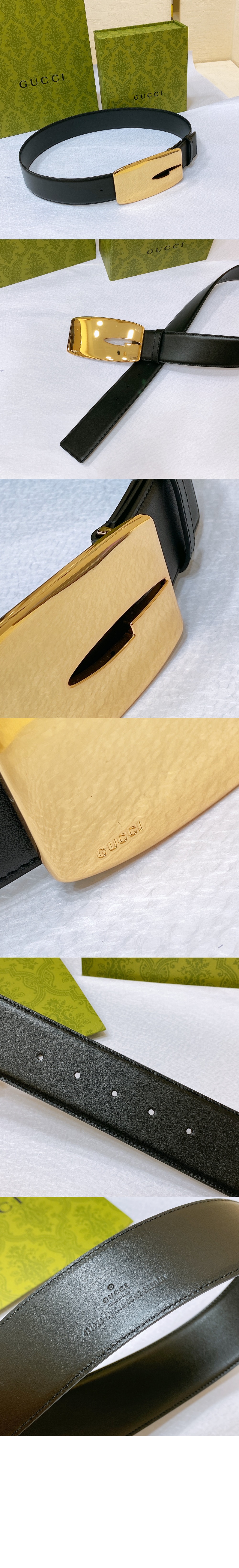 와이드 버전 매끄러운 버클 벨트 740372 > 구찌