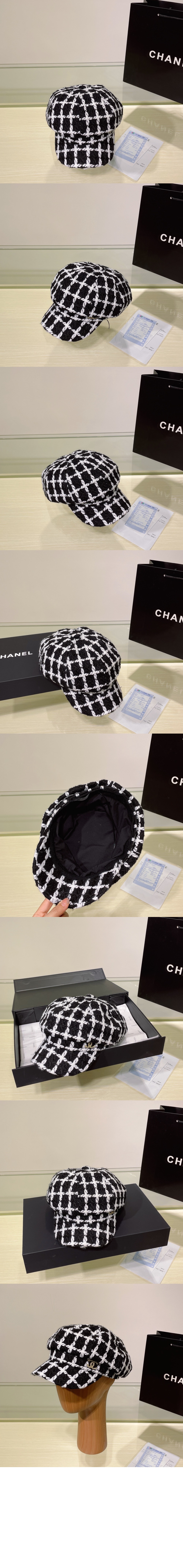 울 트위드 팔각모자 AA8913 > 샤넬