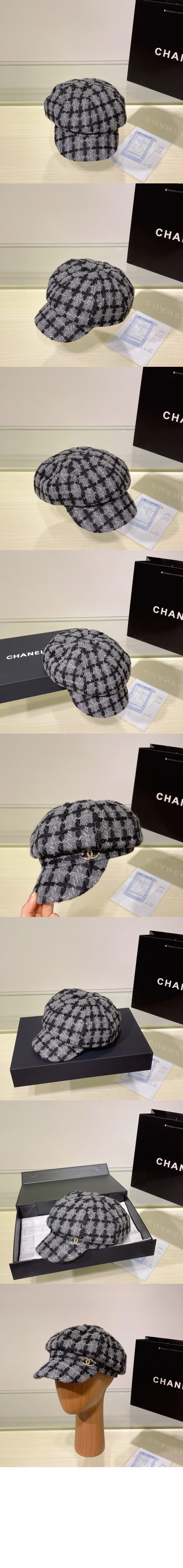 울 트위드 팔각모자 AA8913 > 샤넬