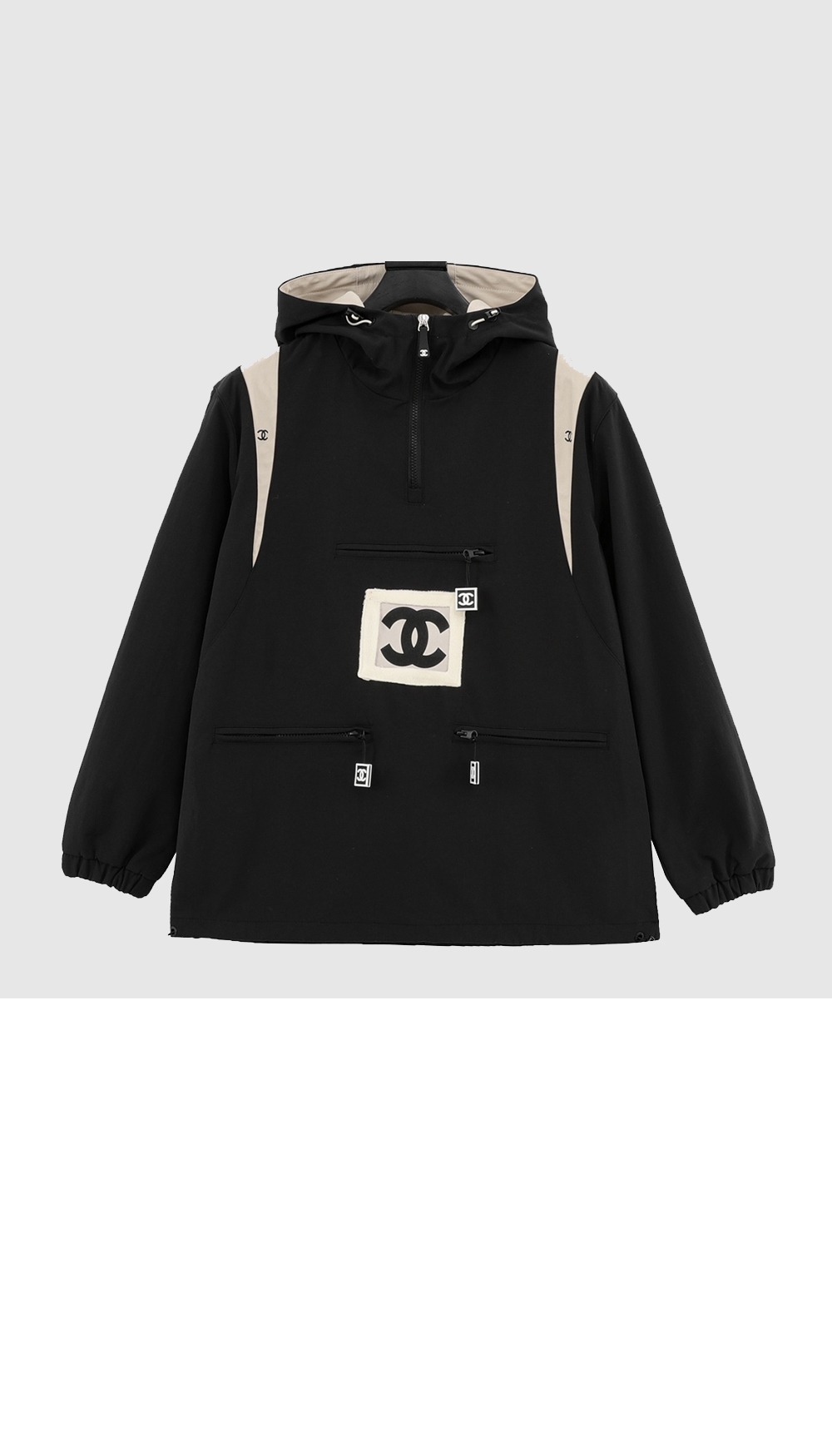 로고 쇼트 코트 > 샤넬