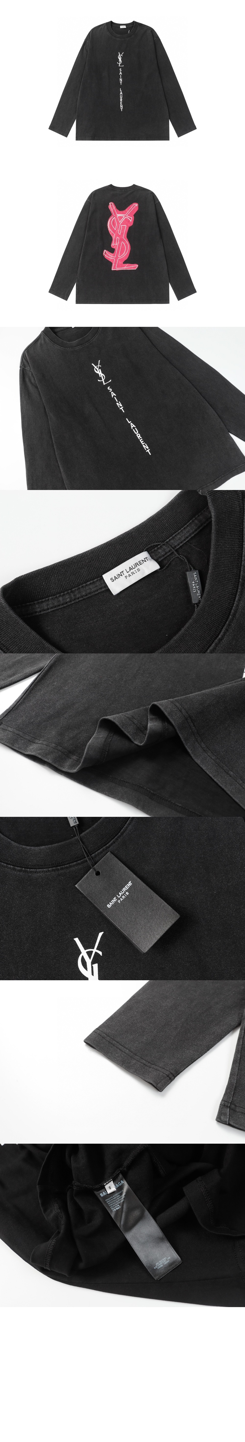로고 프린트 긴팔 > 생로랑