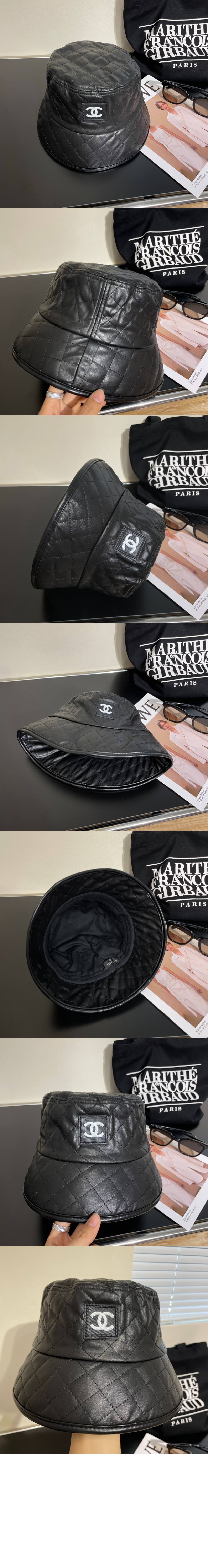 가죽 체크 버킷햇 AA3654 > 샤넬