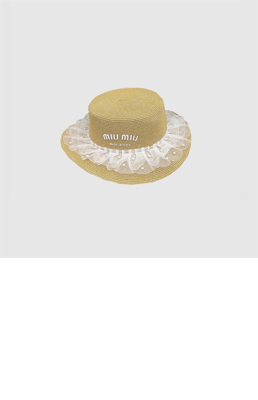 우븐 패브릭 모자 5HC117 > 미우미우