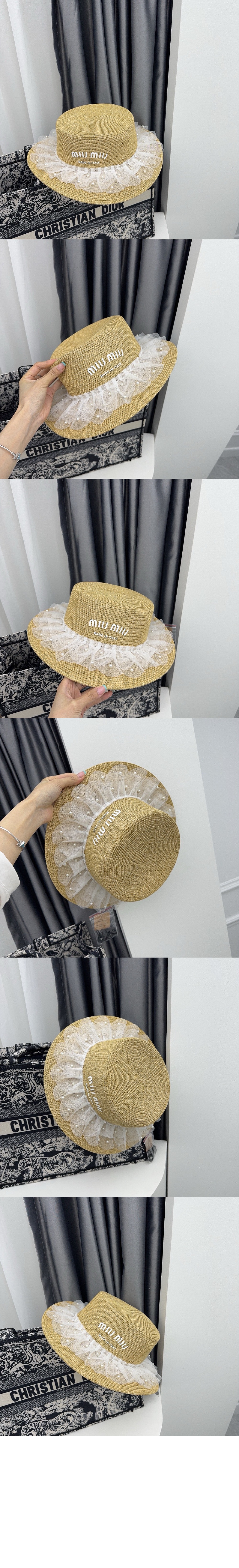 우븐 패브릭 모자 5HC117 > 미우미우