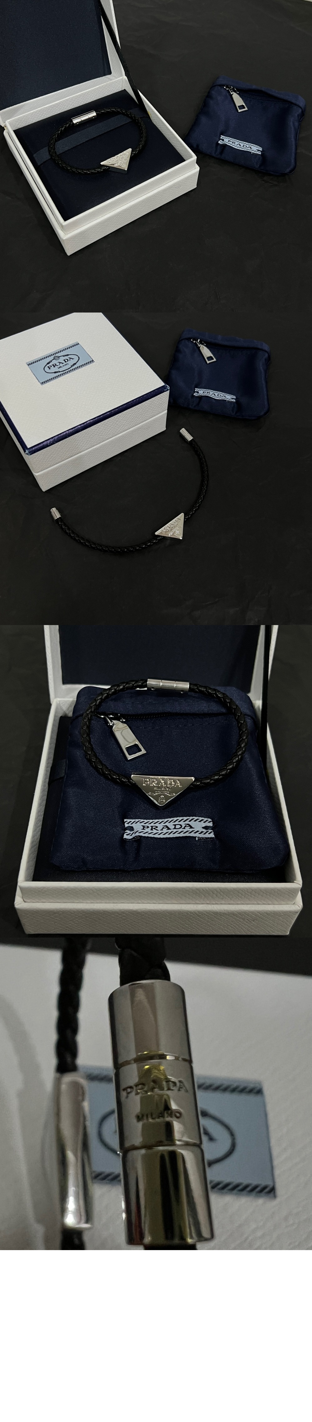 브레이디드 나파 가죽 브레이슬릿 1IB350 > 프라다