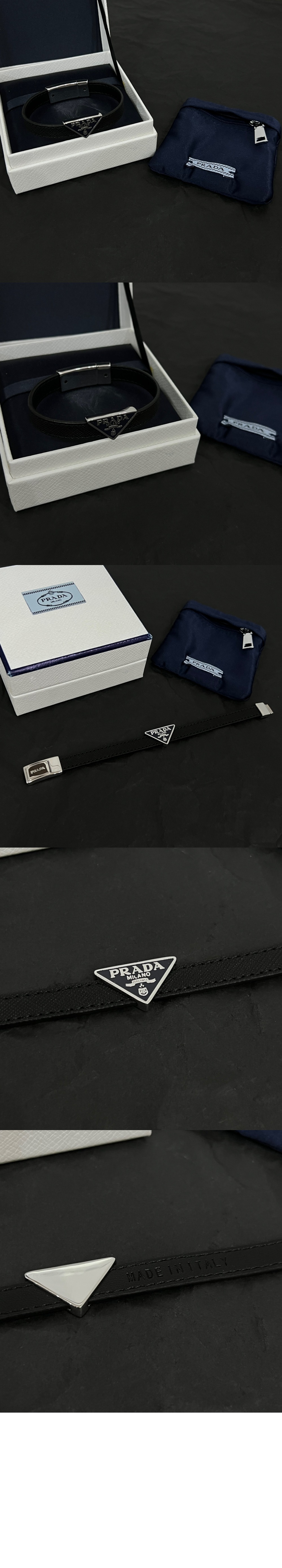 트라이앵글 로고 레더 브레이슬릿 2IB289 > 프라다