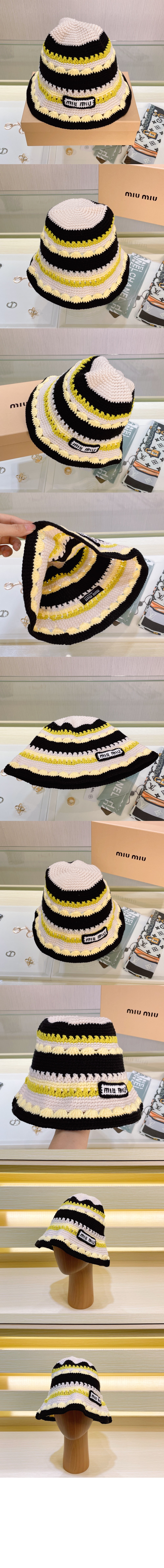니트 스트라이프 캡 5HC754 > 미우미우