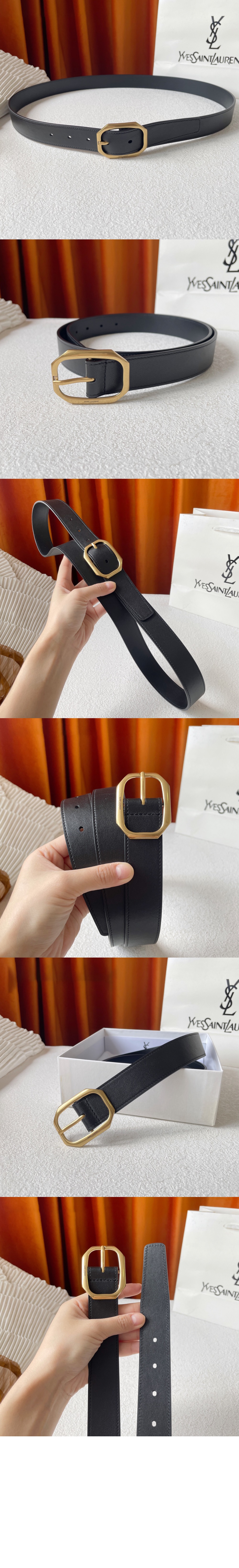 가죽 팔각 벨트 669889 > 생로랑