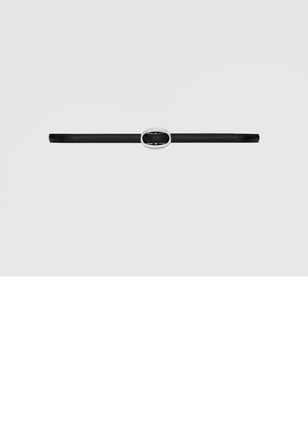 부드러운 가죽 소재의 타원형 버클 슬림 벨트 756409 > 생로랑