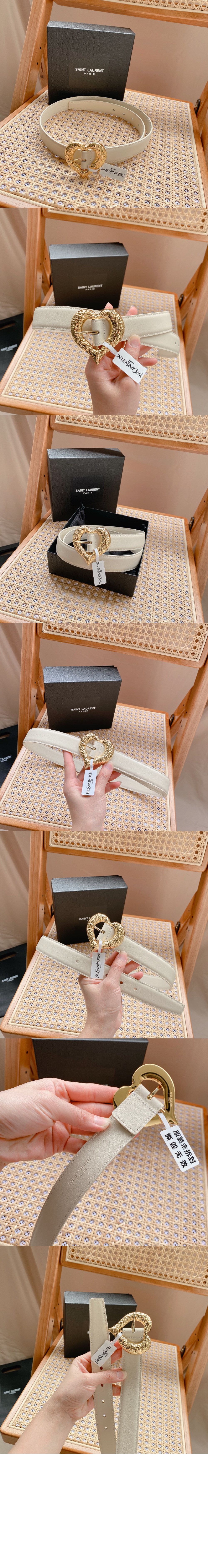 양가죽 하트 벨트 650322 > 생로랑