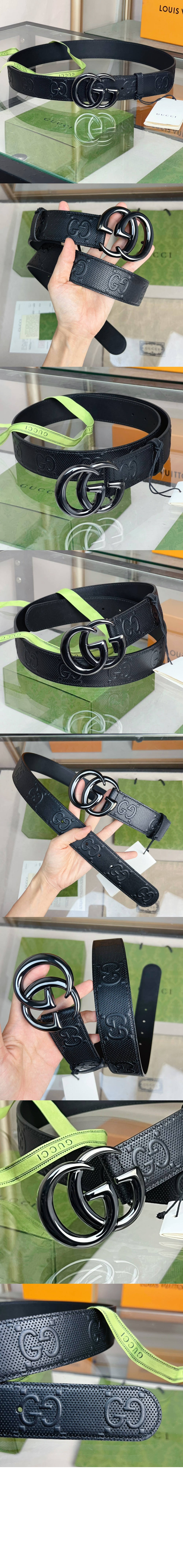 GG 마몽 엠보스 레더 벨트 406831 > 구찌