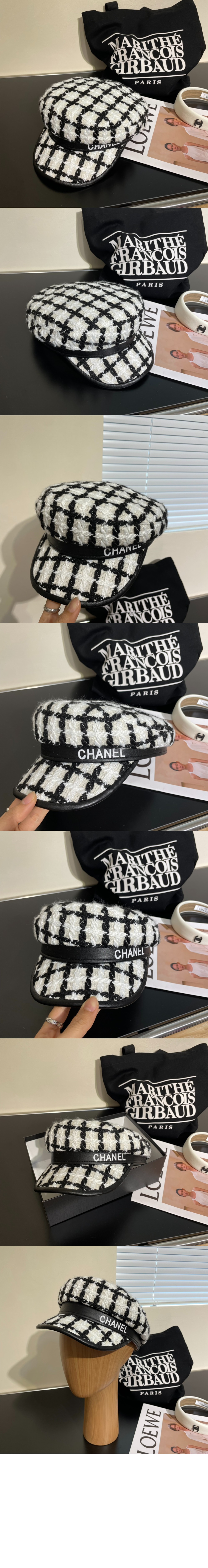 울 트위드 팔각모자 AA8911 > 샤넬