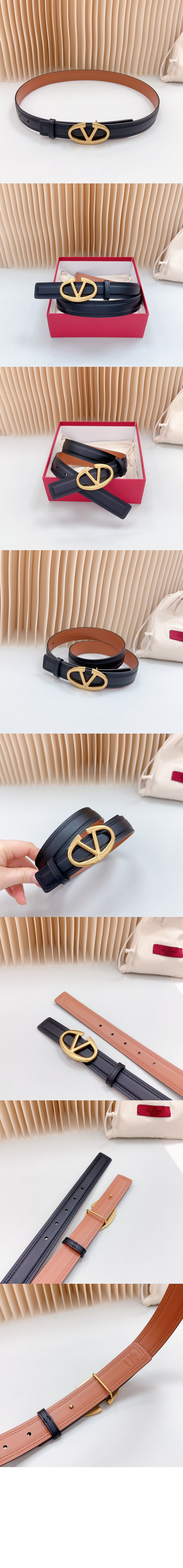 브이로고 볼드 에디션 유광 송아지 가죽 벨트 > 발렌티노