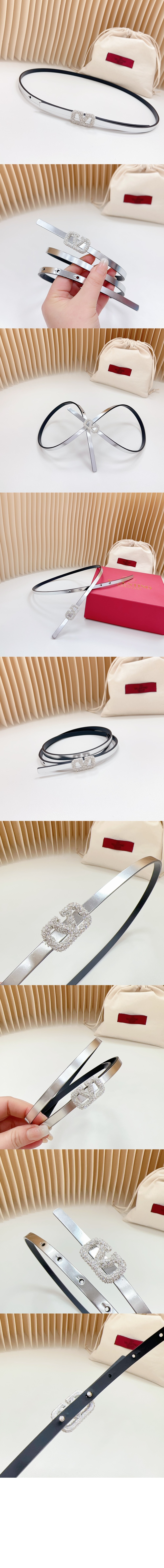 브이로고 시그니처 미러 이펙트 송아지 가죽 벨트 > 발렌티노