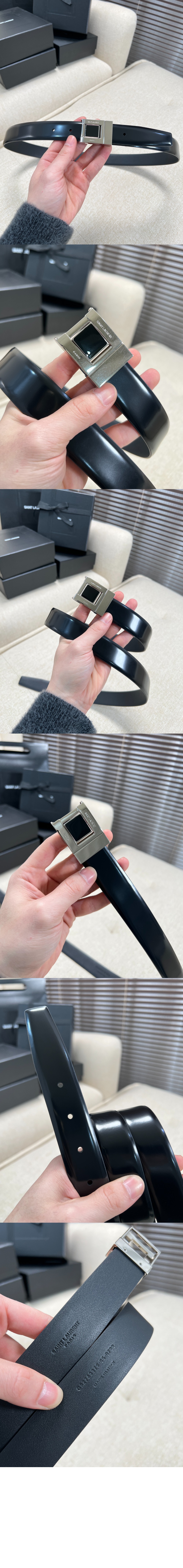 가죽 버클 벨트 763579 > 생로랑