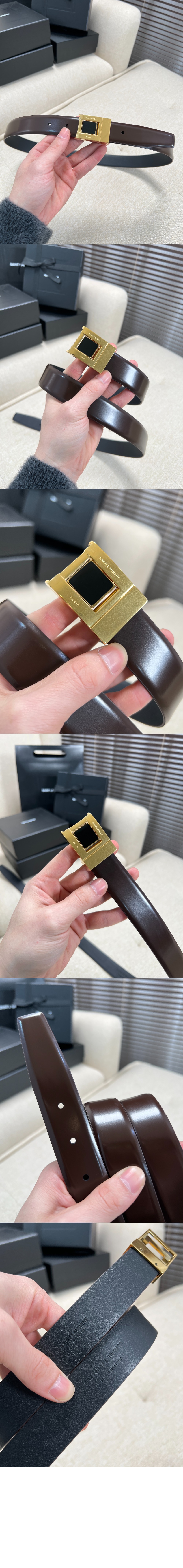 가죽 버클 벨트 763579 > 생로랑