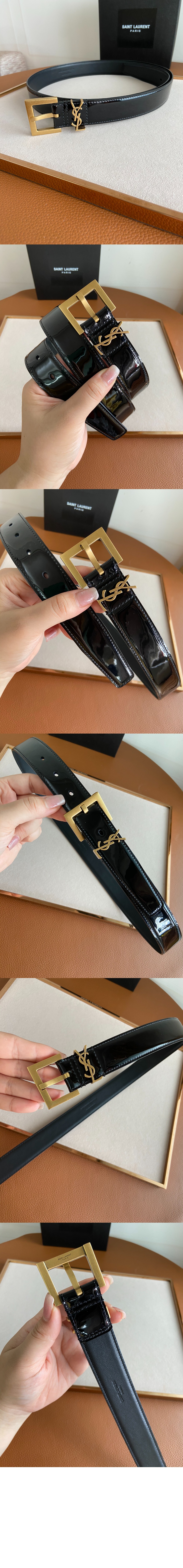 매끄러운 가죽 벨트 634437 > 생로랑