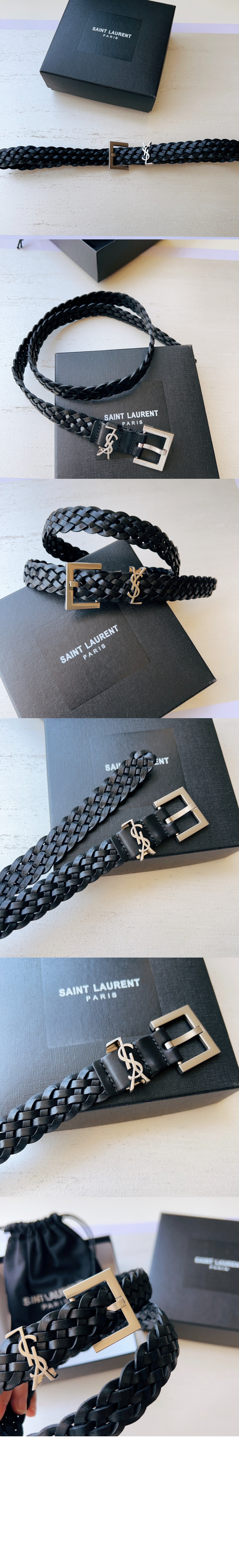 우븐 베지터블 태닝 가죽 소재의 CASSANDRE 벨트 777315 > 생로랑