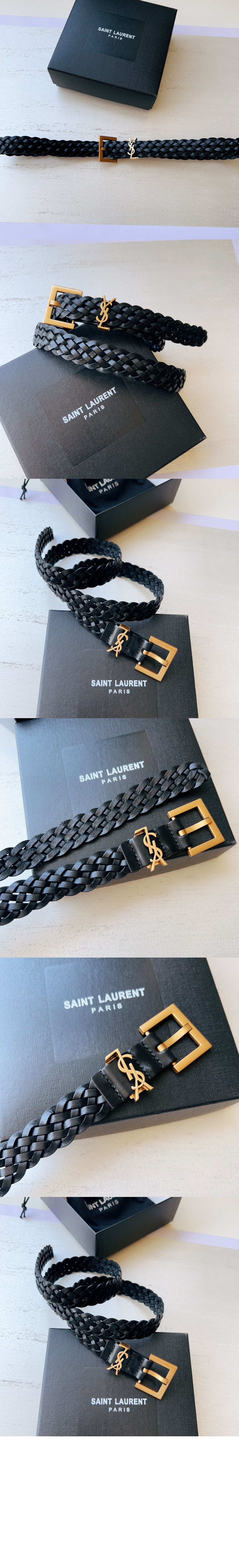 우븐 베지터블 태닝 가죽 소재의 CASSANDRE 벨트 777315 > 생로랑