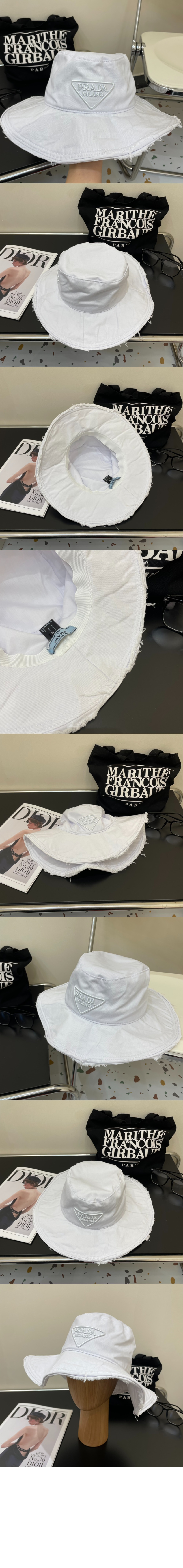 왕 챙 자수 선캡 UBD435 > 프라다