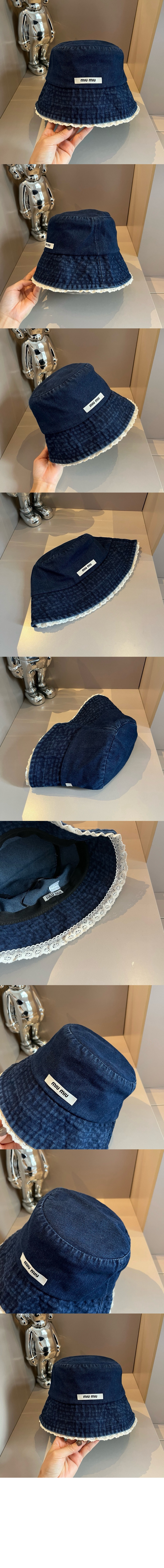 데님 로고 버킷햇 5HC154 > 미우미우