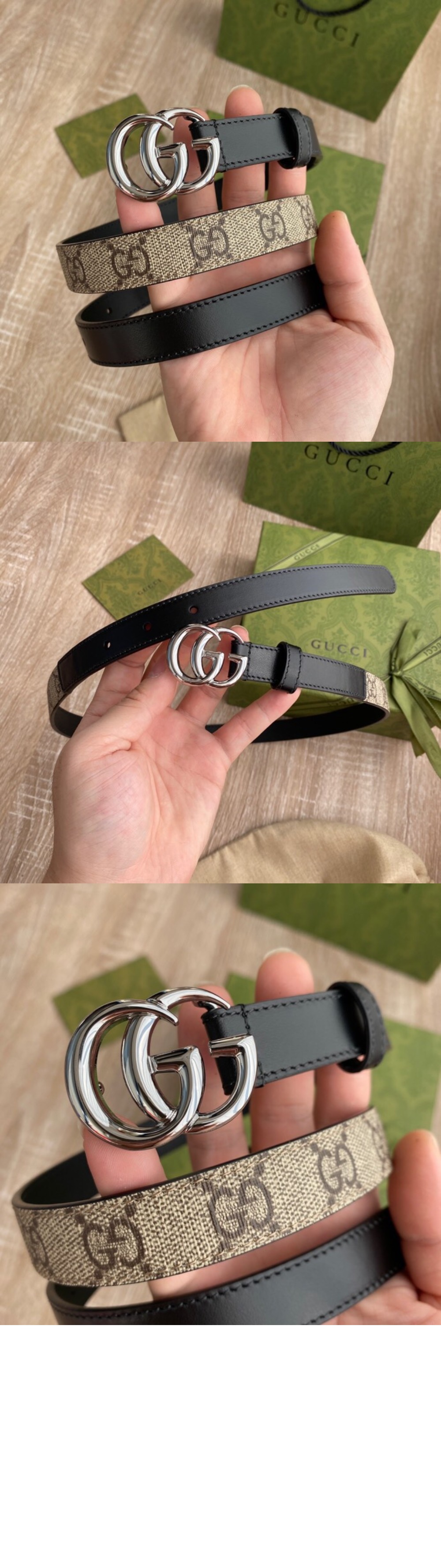 더블 G 버클 슬림 벨트 409417 > 구찌