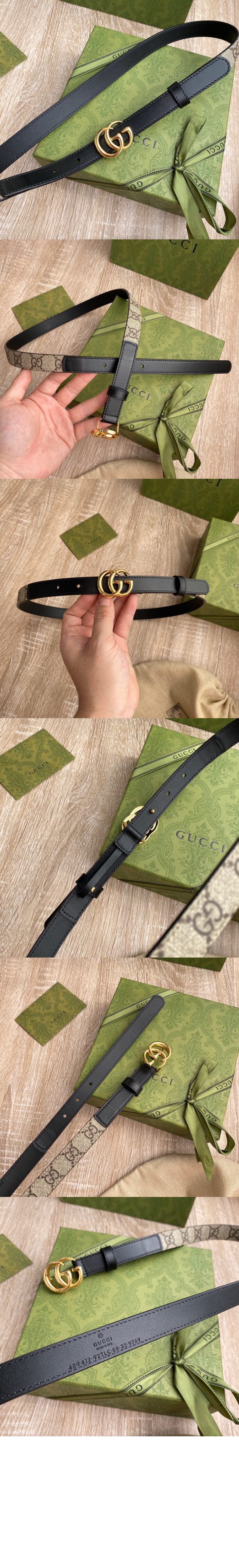 더블 G 버클 슬림 벨트 409417 > 구찌