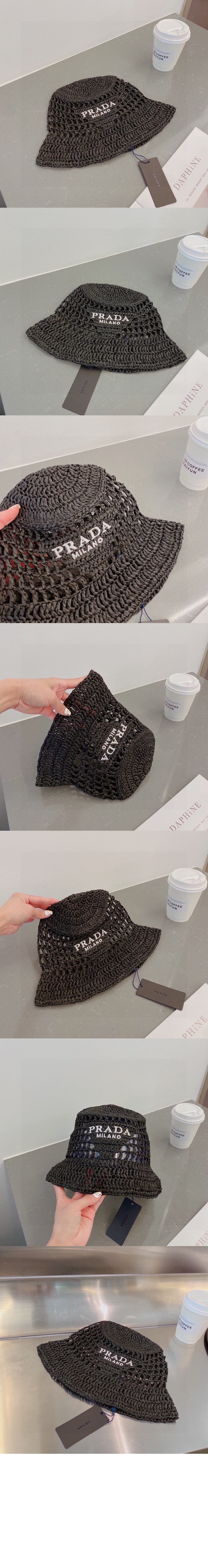 우븐 패브릭 버킷햇 1HC137 > 프라다
