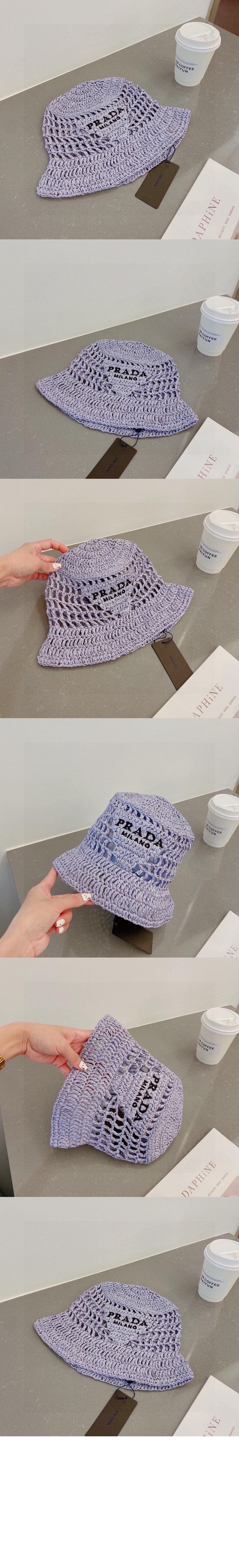 우븐 패브릭 버킷햇 1HC137 > 프라다