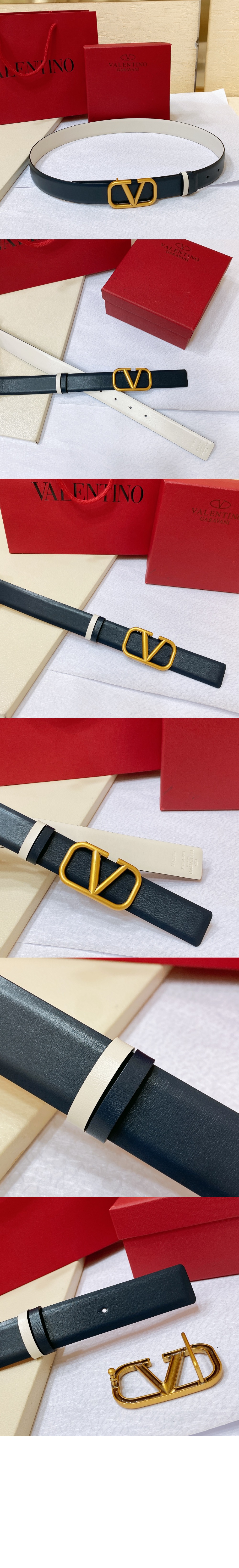 양면 광택 송아지 가죽 벨트 > 발렌티노