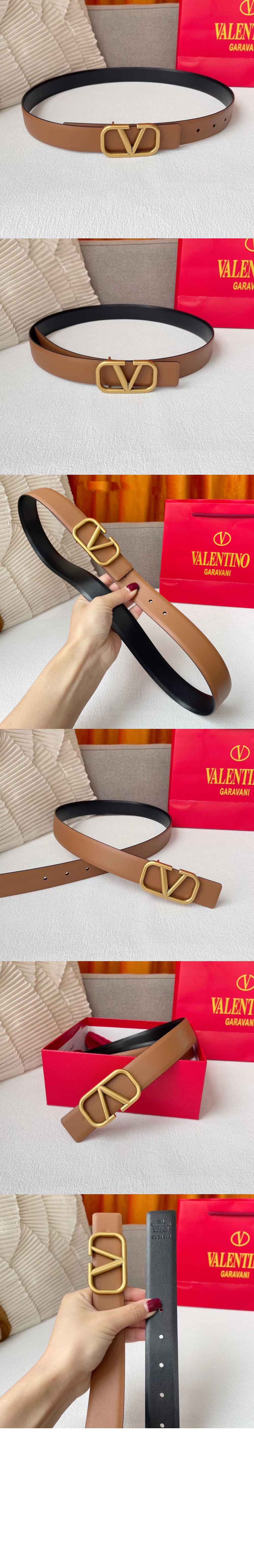 양면 광택 송아지 가죽 벨트 > 발렌티노